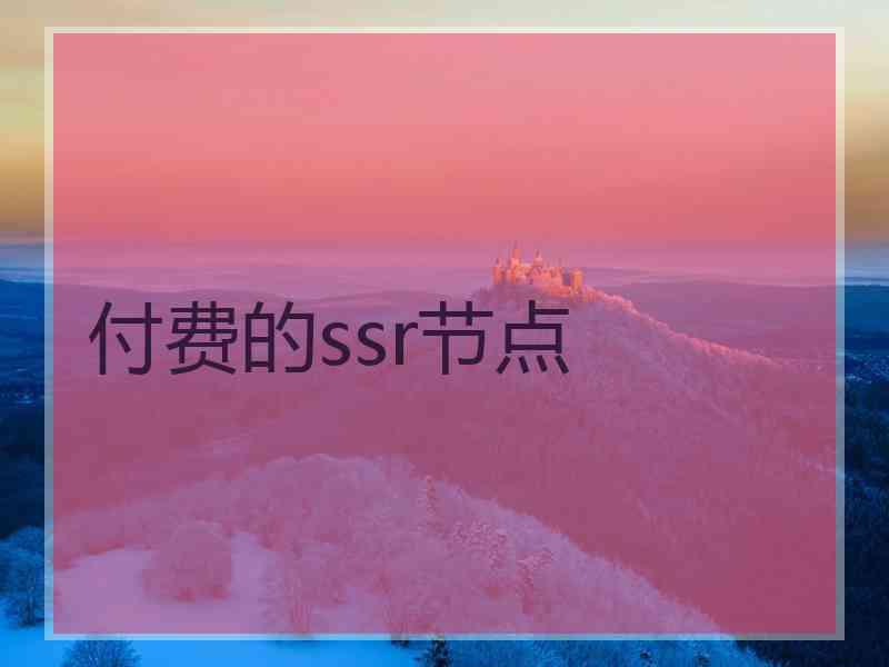 付费的ssr节点