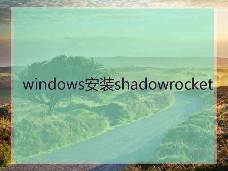 windows安装shadowrocket